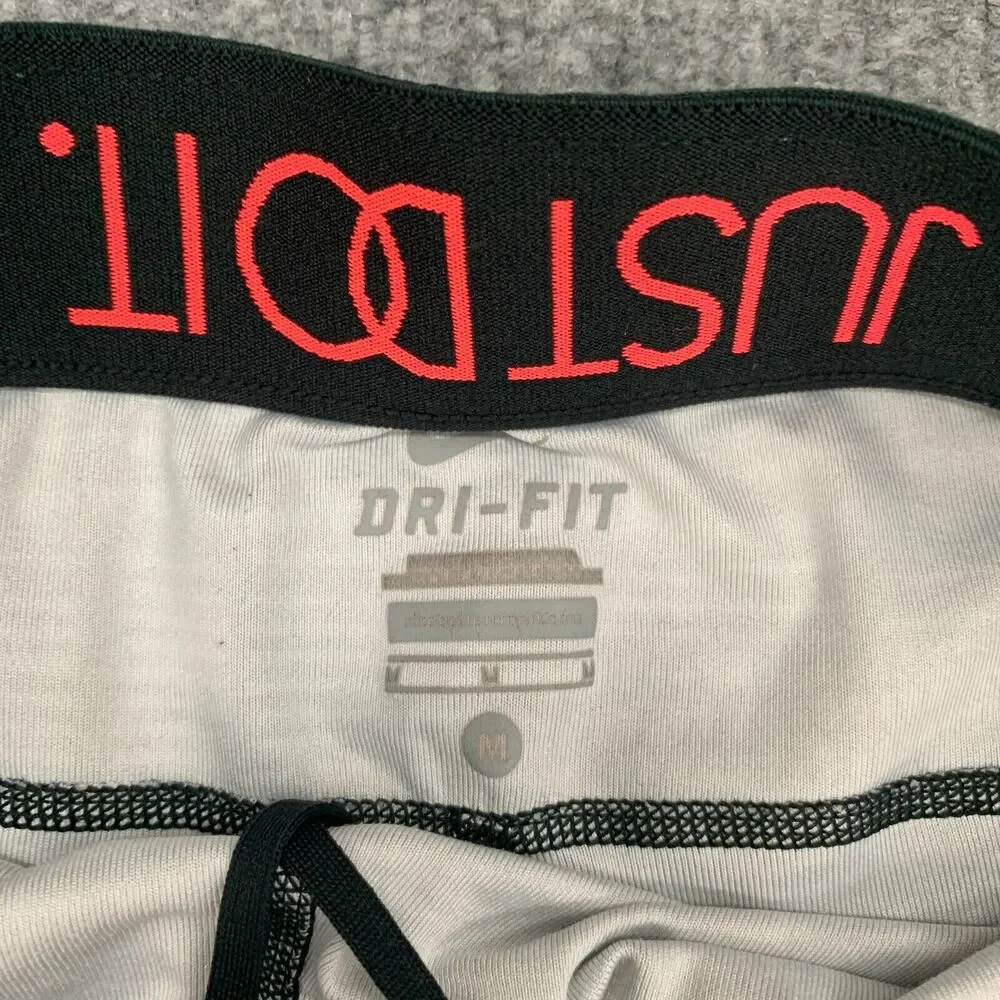 Nike Just Do It Legging Womens M Medium Black White Dri Fit Cropped Drawstring